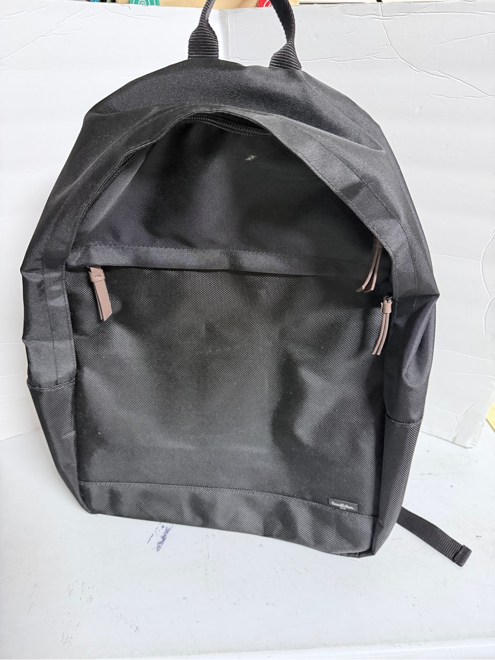 Goodfellow & Co Black Men's Backpack with Taupe Zipper Pulls
